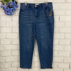 NWT Eloquii Slim Ankle Jean Size 18 Dark Medium Wash High Med Rise Straight Leg